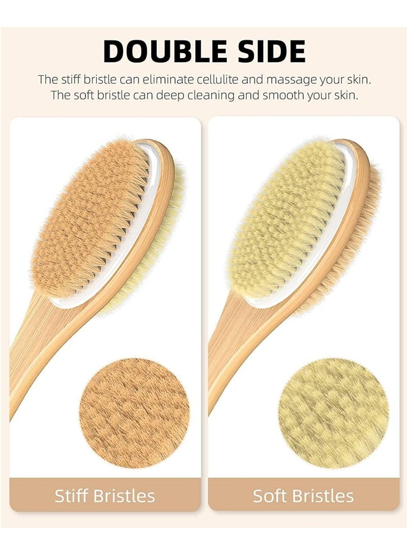 MMG Long Handle Dual Side Dry and Bath Body Brush, Reduce Cellulite, Dry Brush for Cellulite and Lym