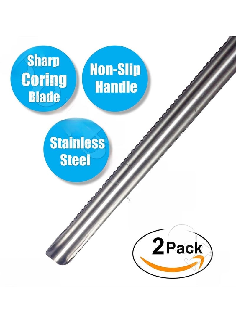 2 Pcs Zucchini Pumpkin Vegetable Corer - Stainless Steel Kitchen Filler and Seed Remover Tool Gadget With Drill Bit