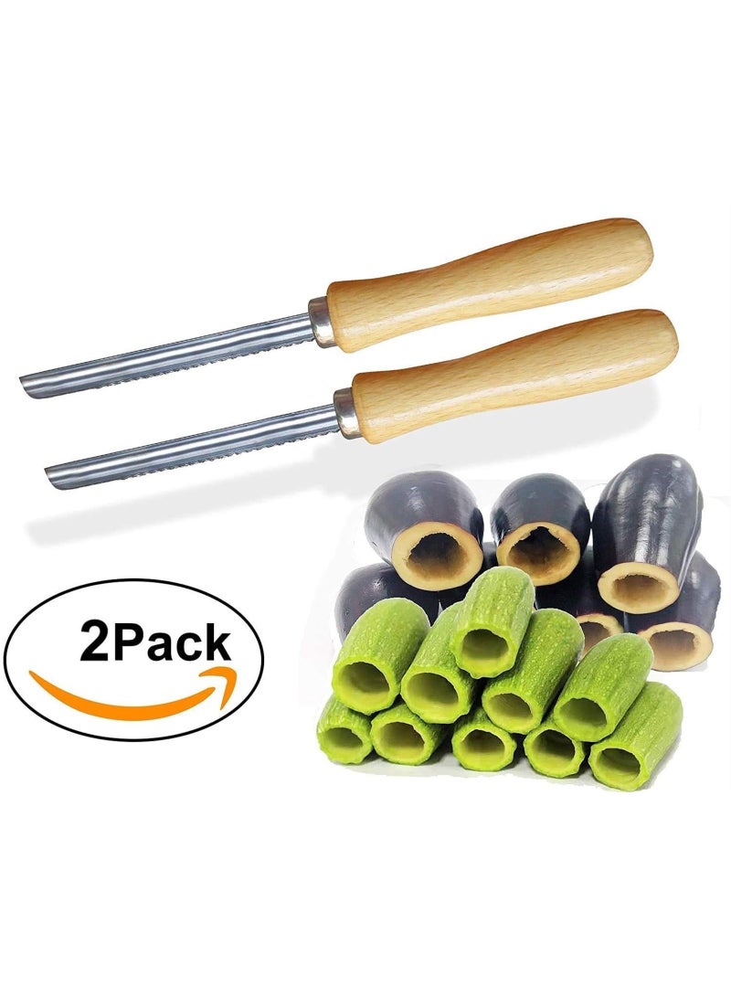 2 Pcs Zucchini Pumpkin Vegetable Corer - Stainless Steel Kitchen Filler and Seed Remover Tool Gadget With Drill Bit