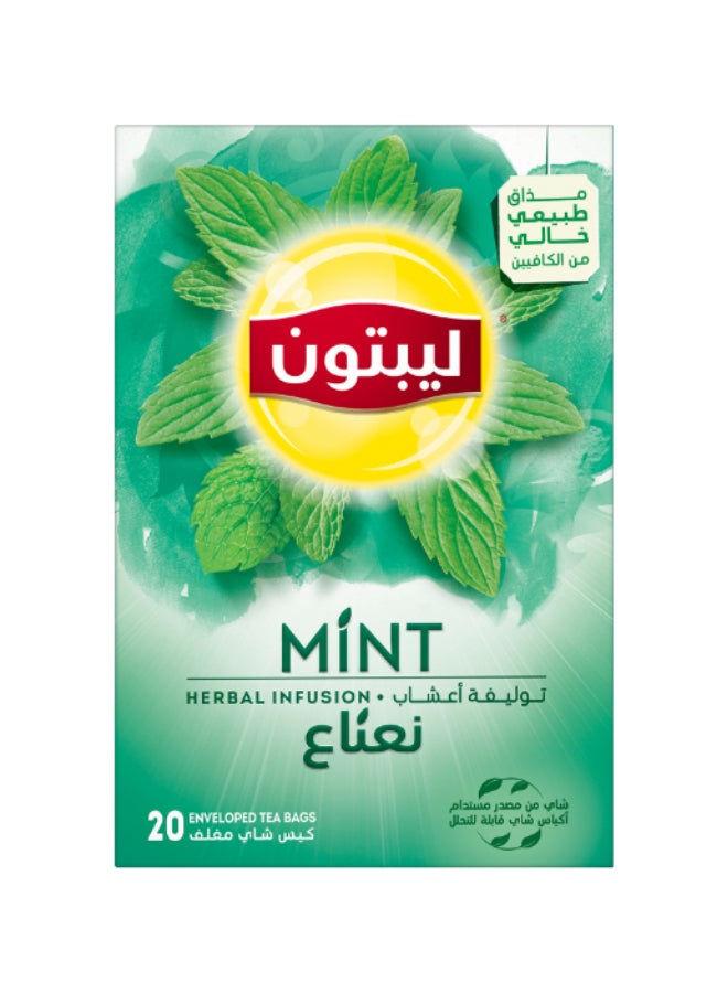 Lipton Herbal Infusion Tea Mint, 20 Teabags 1.8grams Pack of 20