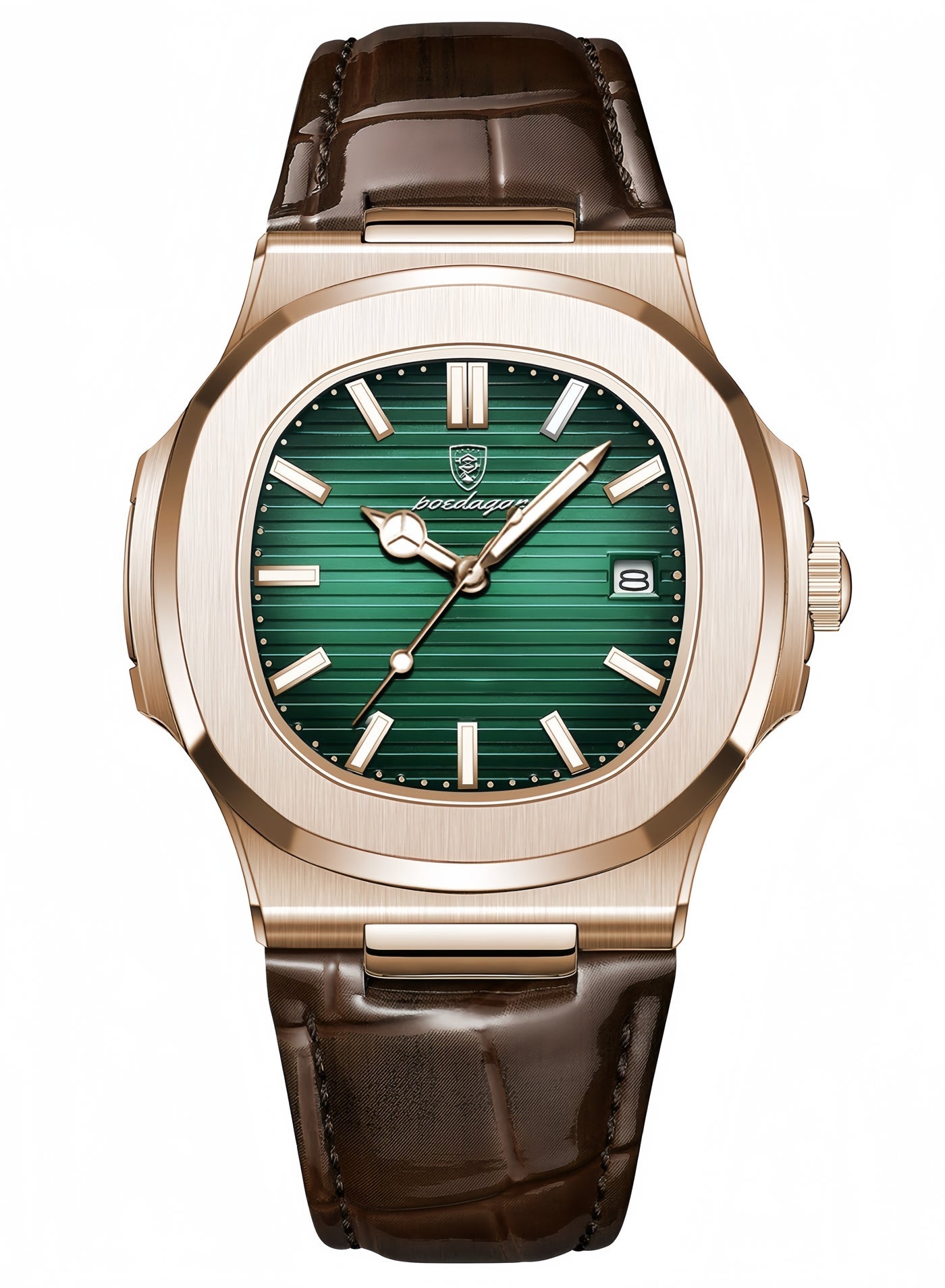 POEDAGAR Ultra Thin Waterproof Men's Watch with Calendar, Mineral Glass, and Unique Octagonal Case Design