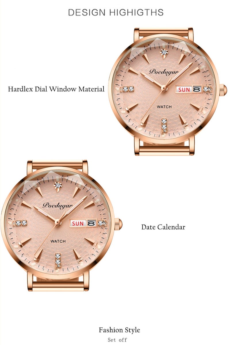 POEDAGAR Women Watch , Women's Waterproof Luminous Quartz Classic Wrist Watch - 32mm