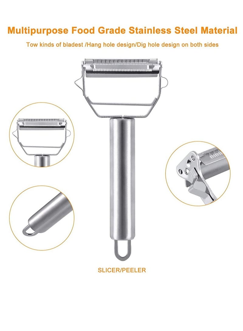 Peeler Stainless Steel Cutter Slicer for Carrot Potato Melon Gadget Vegetable Fruit Steel Peeler Double Sided Blade Multi-functional Vegetable Cutter and Fruit Slicer Dual Blade for Kitchen