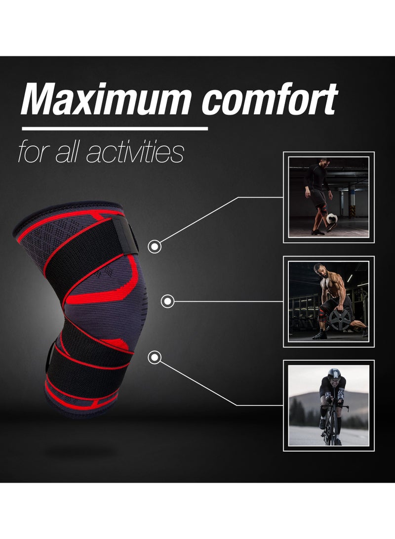 MMG Knee Support Brace Adjustable Sleeves Knee Stabilizer Exercise and Workout for Running (Single P