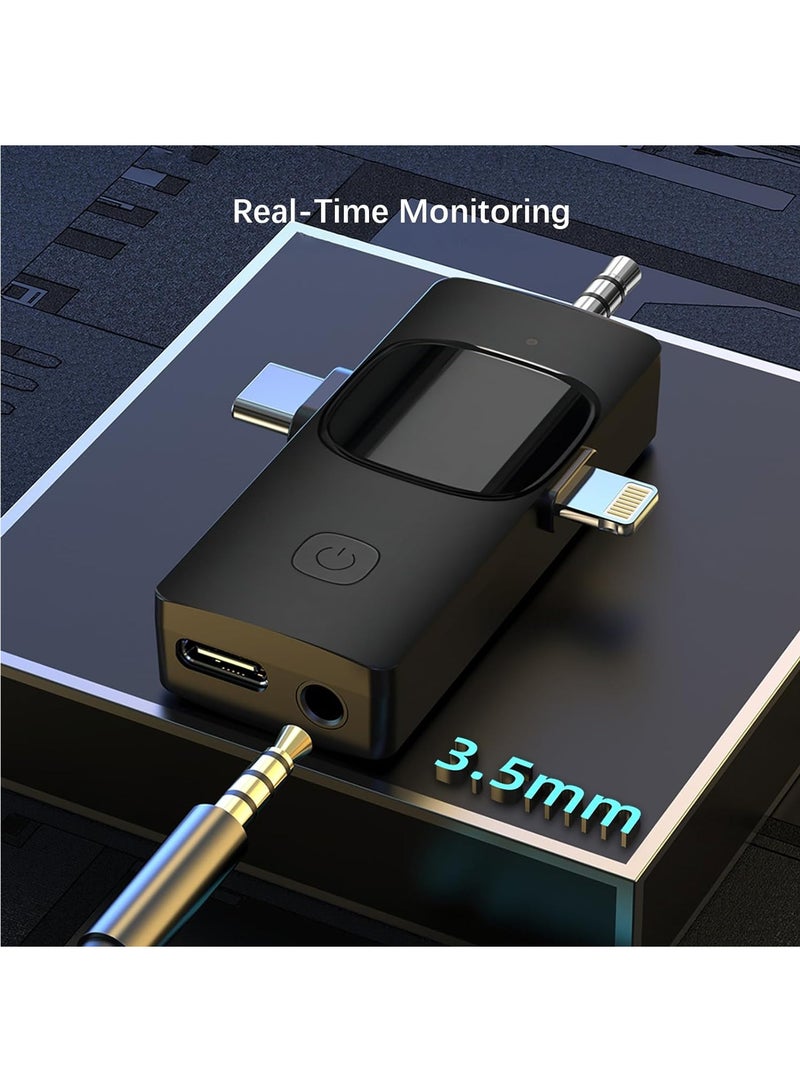MMG Wireless Lavalier Microphone 3 in 1 for iPhone iPad USB C Smartphone Computer Camera, Plug and P