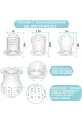 3 Pack Silicone Baby Fruit Food Feeder Pacifier with 3 Sizes Silicone Pouches, BPA Free Mesh Feeder for Infants