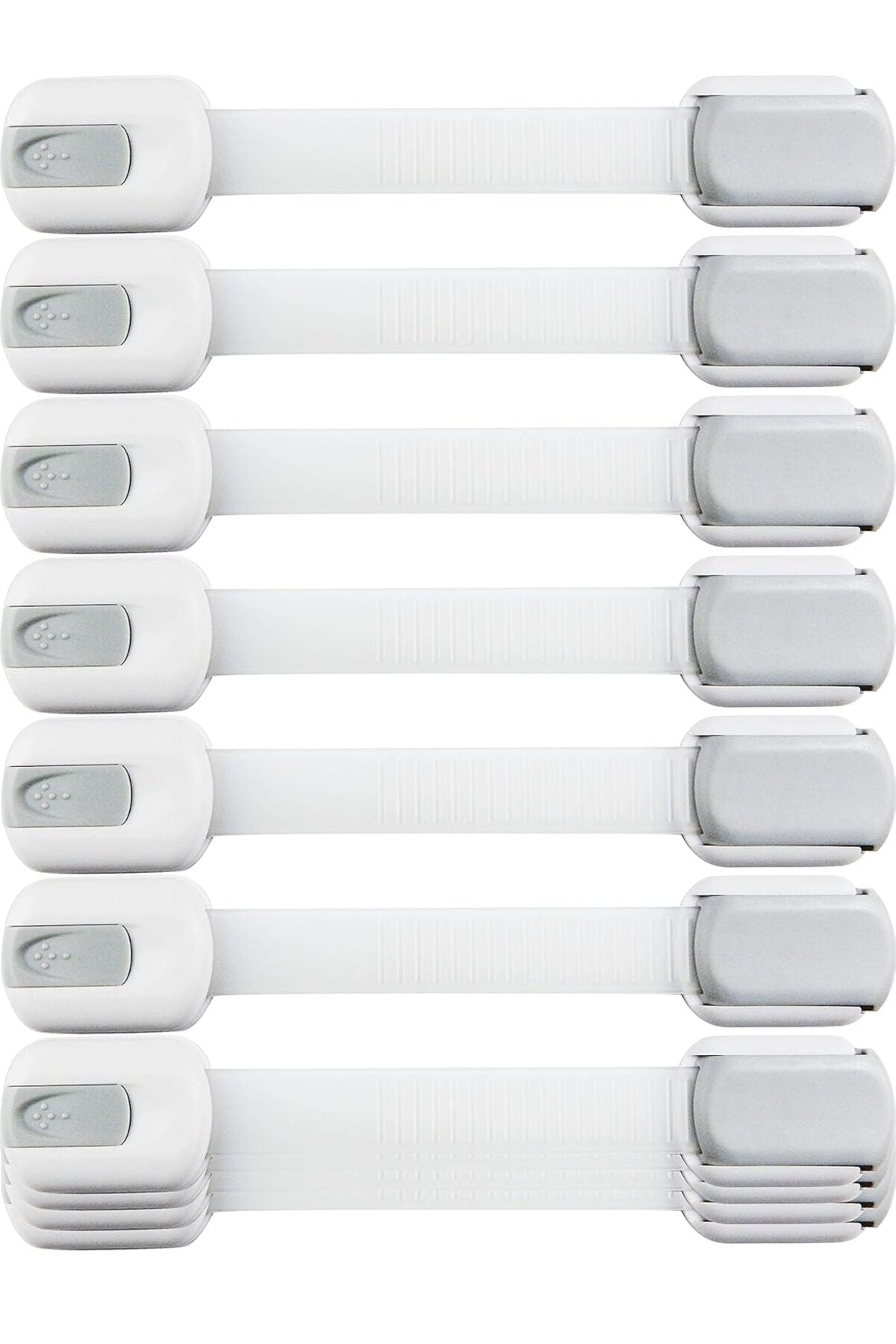 Child Safety Strap Locks (10 Pack) - Baby Locks for Cabinets, Drawers, Toilet, Fridge; 3M Adhesive,