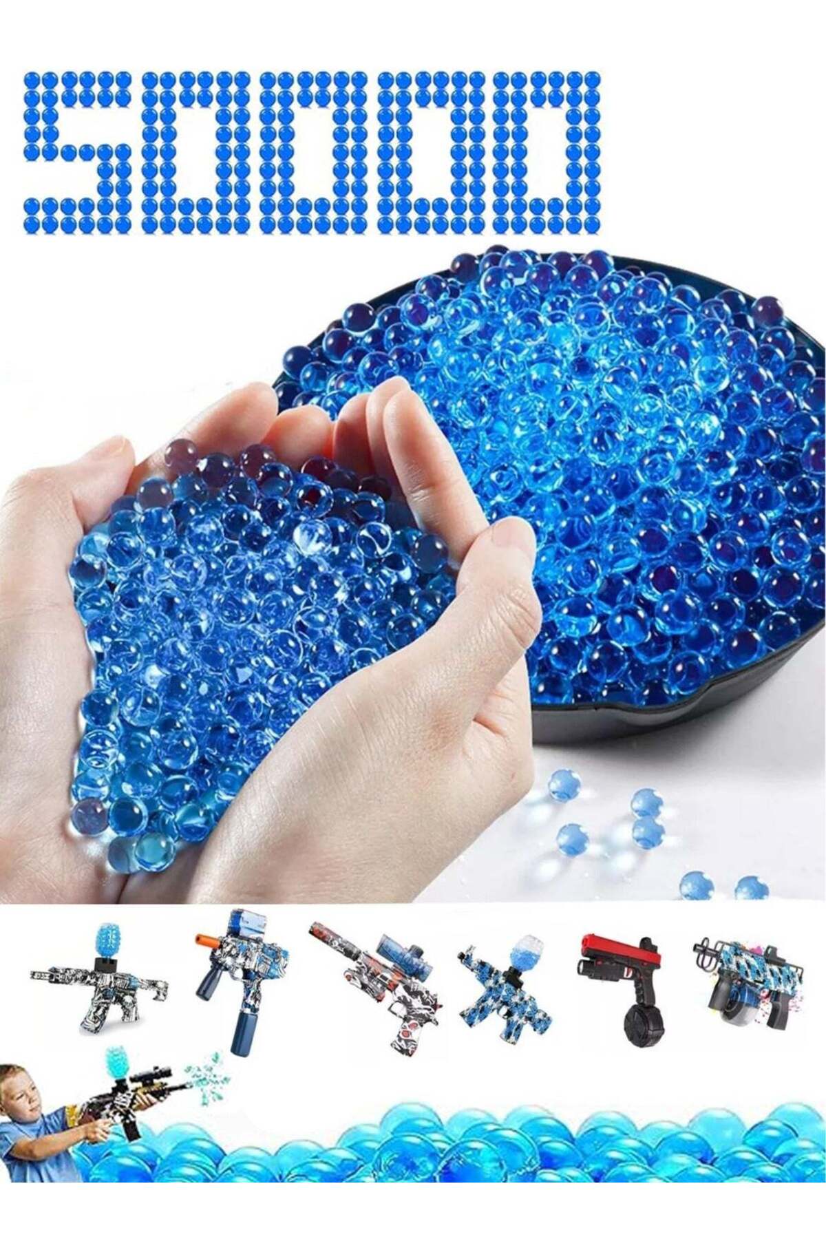 Gel Blaster Beads (50000pcs), 7-8mm Water Beads Gel Balls Bullets Made of Non-Toxic Water Ball