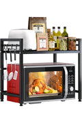 SKY-TOUCH Microwave Oven Rack, Expandable Microwave Stand with 6 Hooks, Kitchen Utensils Tableware S