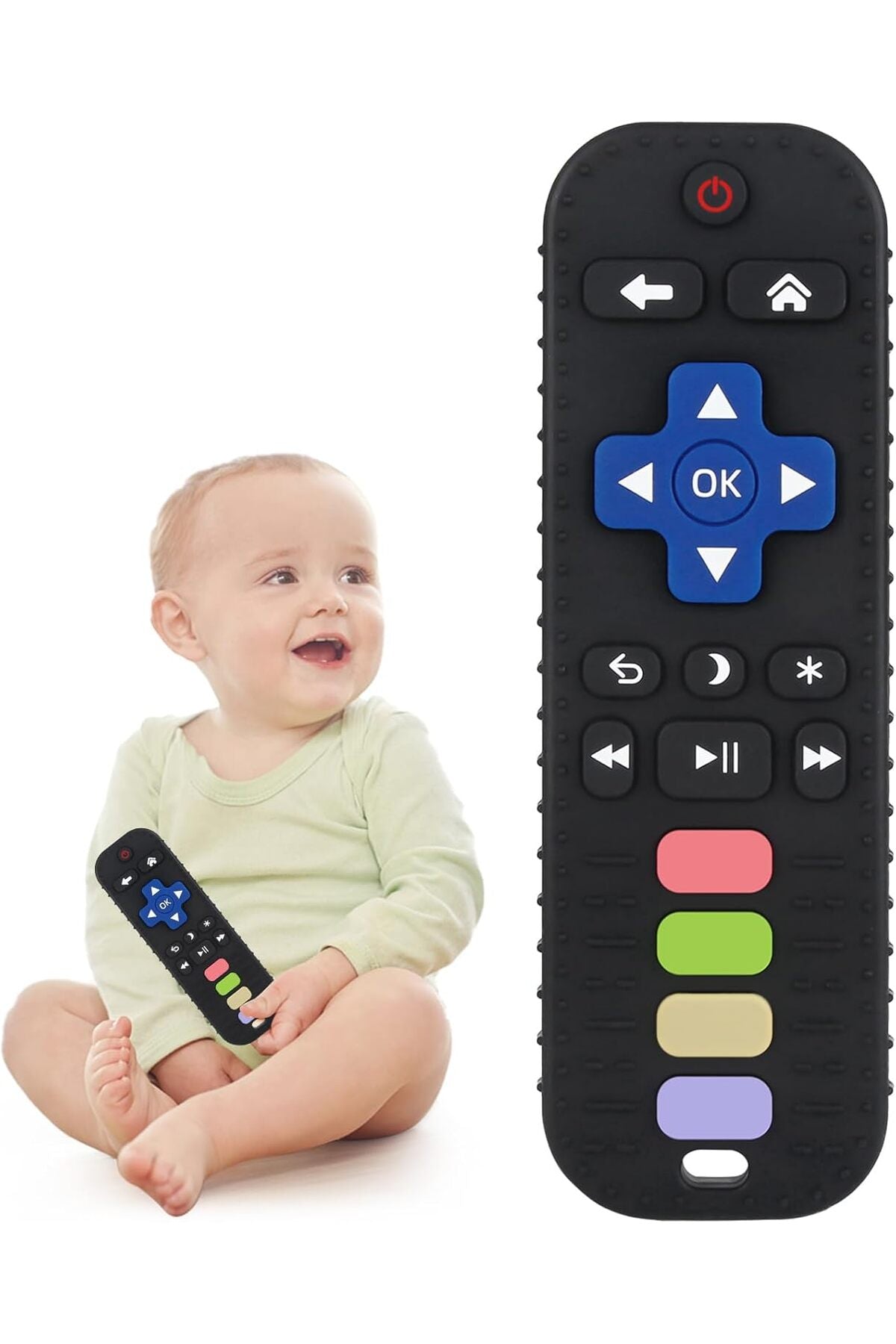 Chuya Baby Teether Toy Chew Toy for Babies 3-24 Months TV Remote Control Shape Teething Relief Baby Toys for Infants (Black)