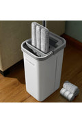 Flat Mop and Bucket with Spinner, with 3 Washable Microfiber Wipes - Wet & Dry Use, Floor
