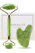 Genuine Jade Roller Set and Gua Sha for Face, Cooling and Firming Effect, Carving Tool
