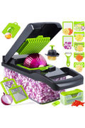 SNIFITAR Vegetable Chopper, Pro Onion Chopper, 14 in 1Multifunctional Food Chopper, Kitchen Vegetable Slicer Dicer Cutter,Veggie Chopper With 8 Blades,Carrot and Garlic Chopper With Container (Grey)