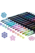 Shimmer Markers Outline Double Line: 12 Colors Metallic Glitter Pens Set