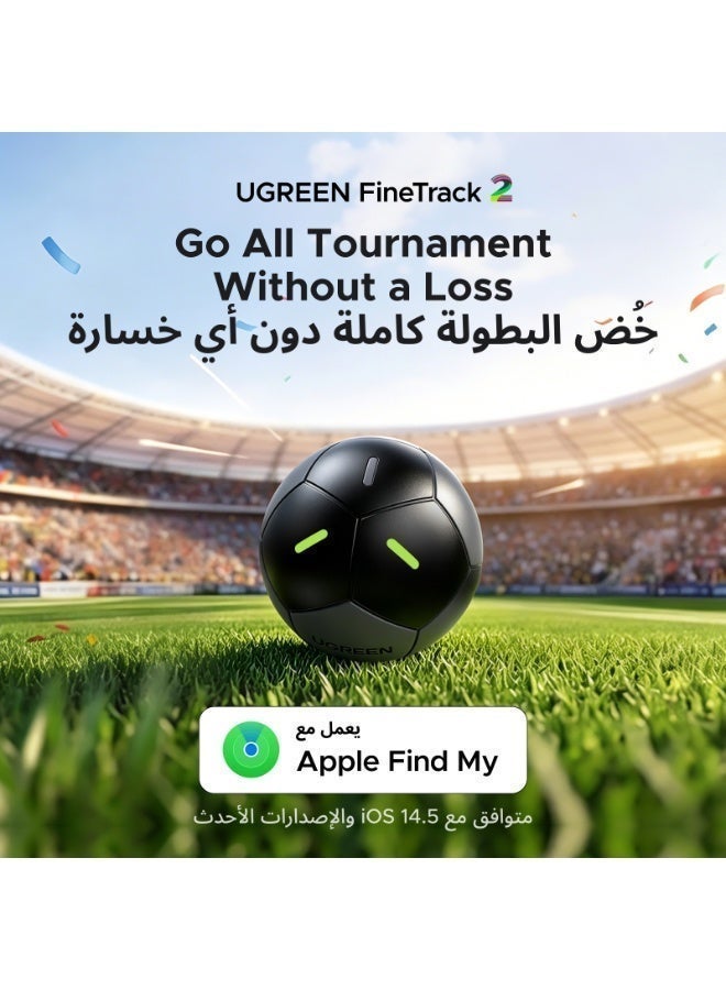 Ugreen FineTrack2 2026 FIFA Football Shaped Airtag Tracker (iOS Only), Apple Tag Works with Apple Find My, Long Battery Life, Glow in the Dark, Smart Tag 110dB Alarm IP68 for Wallet, Backpack, Luggage, Travel, Outdoor Activities Black
