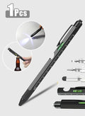 9-in-1 Outdoor Multi-Tool Pen, Pocket Multitool with LED Light, Gifts for Men Multitool Pen, Mens Christmas Gifts for Dad Him Husband, Tools Cool Gadgets Birthday (Black)
