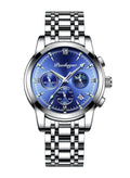 POEDAGAR Men's Analog Fashion Stainless Steel Quartz Luminous Wristwatch 41mm