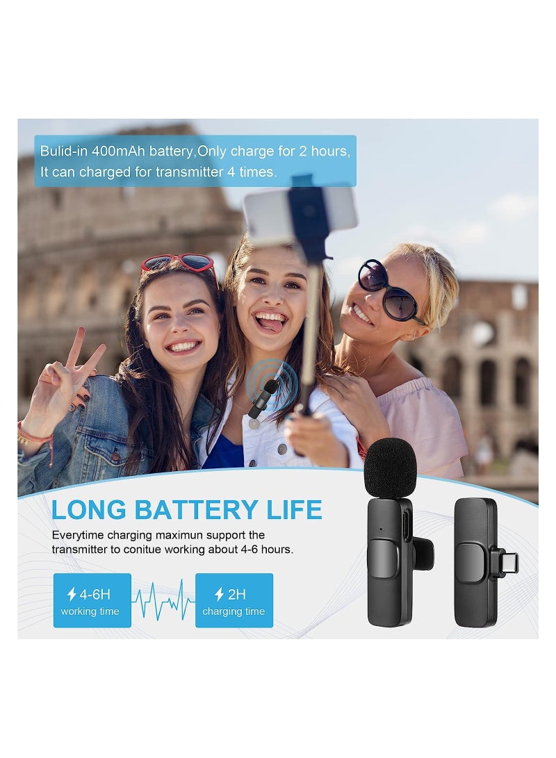 MMG Wireless Lavalier Microphone for Type-C Phone- Plug-Play Wireless Mic with 2 Microphone for USB-