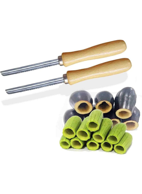 2 Pcs Zucchini Pumpkin Vegetable Corer - Stainless Steel Kitchen Filler and Seed Remover Tool Gadget With Drill Bit