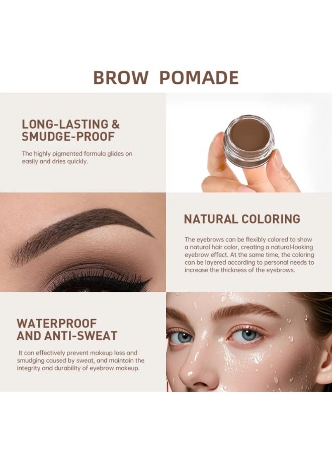 lakerain Brow Pomade Natural Long Lasting Sweat Proof Waterproof Eyebrow Makeup Gels Smooth Fast Drying Eyebrow Color Cream Eyebrow Pomade Brow Coloring Gel Medium Brown 02