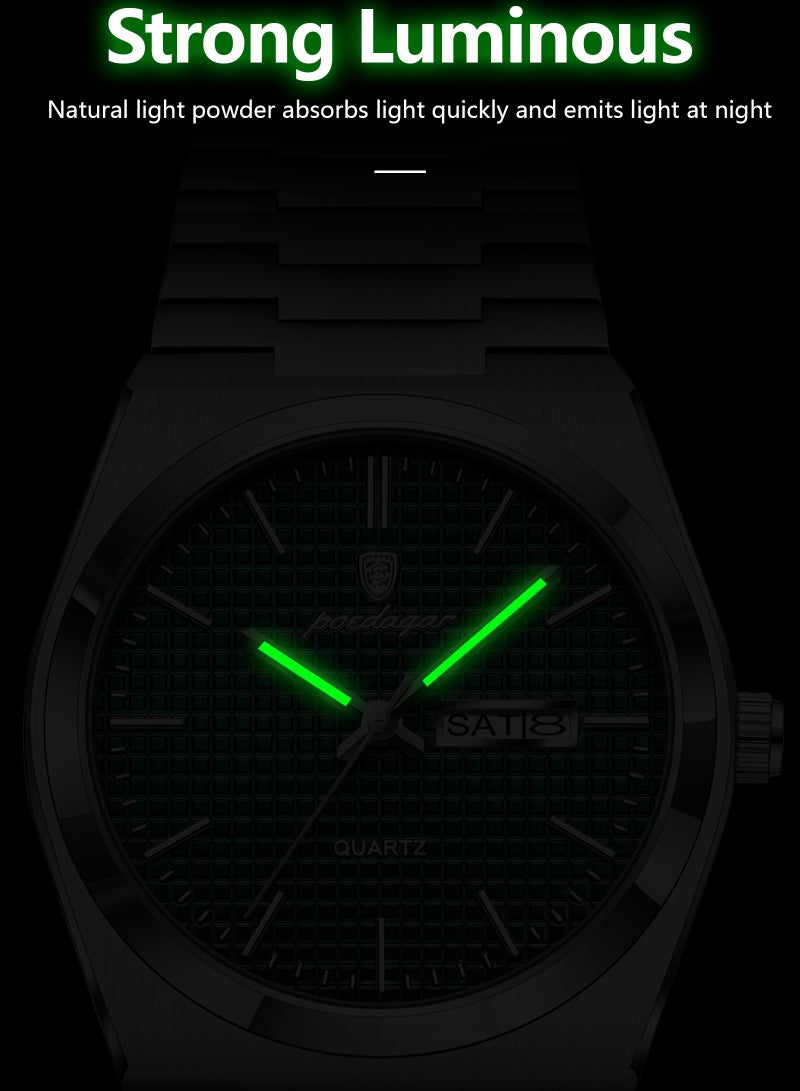 POEDAGAR Man Watch , Waterproof Luminous Men's Watch Quartz, Men's Wrist Watches 40mm