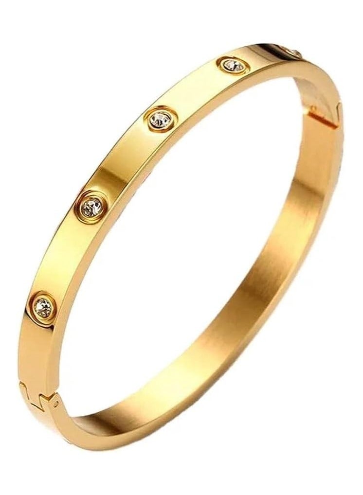 MMG Love Bracelet Bangle for Women Gilrs with Cubic Zirconia Stones Stainless Steel Hinged Jewelry w