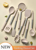 DUNISO 8Pcs Silicone Cooking Utensil Set Stainless Steel Kitchen Utensil Set Heat Resistant Nonstick Silicone Rubber Handle Cooking Tools Gadgets Spatula Set Cookware Kitchenware Set