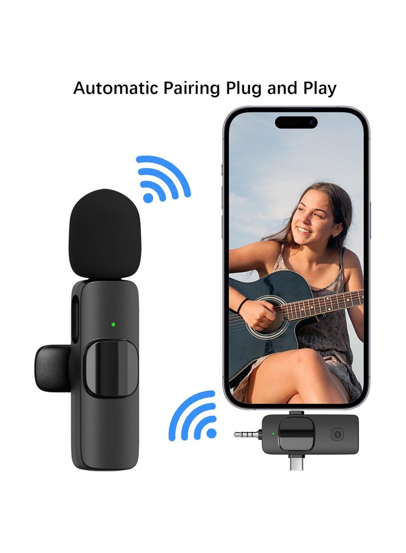 MMG Wireless Lavalier Microphone 3 in 1 for iPhone iPad USB C Smartphone Computer Camera, Plug and P