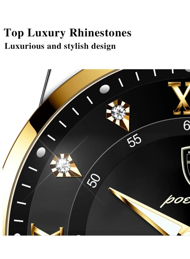 POEDAGAR Watches for Men , Man Watch Stainless Stain Business Quartz Watches Waterproof Luminous Week Date Men's Wristwach - 42mm