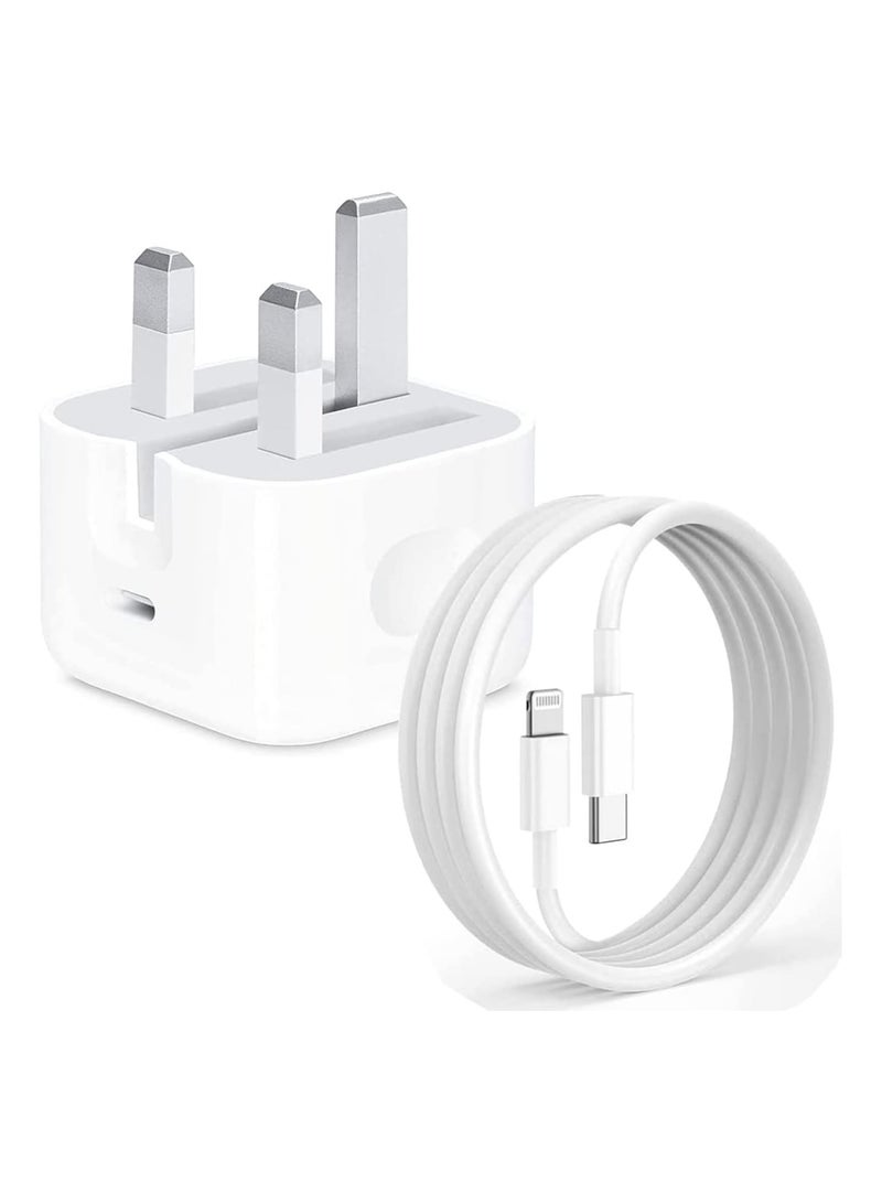 MMG iPhone 20W Fast Charger | USB C Wall Fast Charger with 1m USB C to Lightning Cable Compatible wi