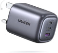 UGREEN Nexode 65W 3-Port Type C Charger, Foldable USB-C Wall Fast Charge Plug, GaN Laptop Charging A