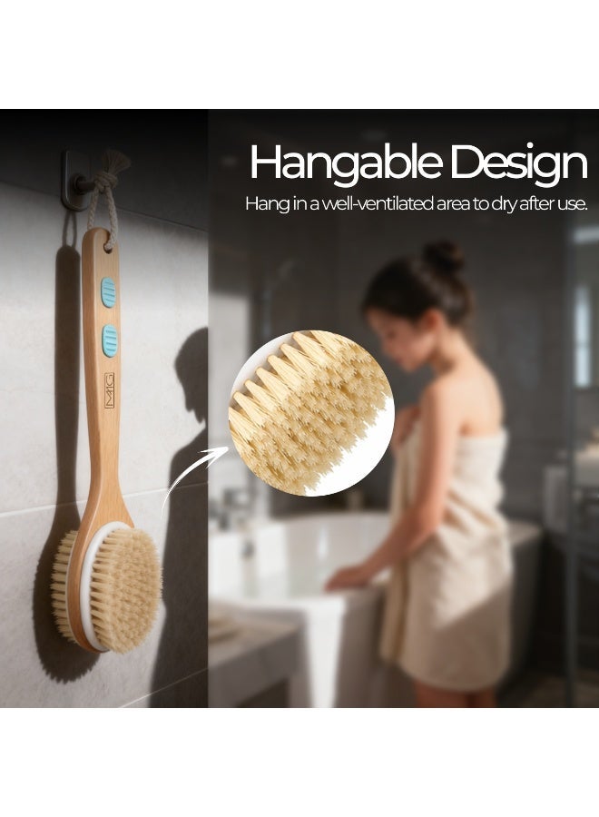 MMG Long Handle Dual Side Dry and Bath Body Brush, Reduce Cellulite, Dry Brush for Cellulite and Lym