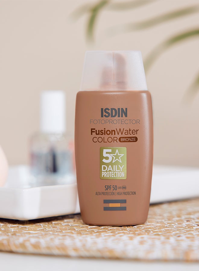 ISDIN Fotoprotector Fusion Water Magic Color Bronze [50Ml] - Deep Tinted Daily Sunscreen For A Sun-Kissed Glow With Intense Hydration