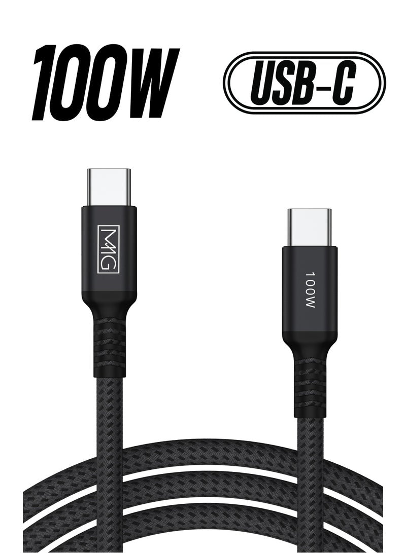 MMG USB C Braided Cable 100W, USB-C to USB-C 1 meter, USB C Charger Cable for iPhone 15, Mac Book Pr