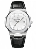 POEDAGAR Ultra Thin Waterproof Men's Watch with Calendar, Mineral Glass, and Unique Octagonal Case Design
