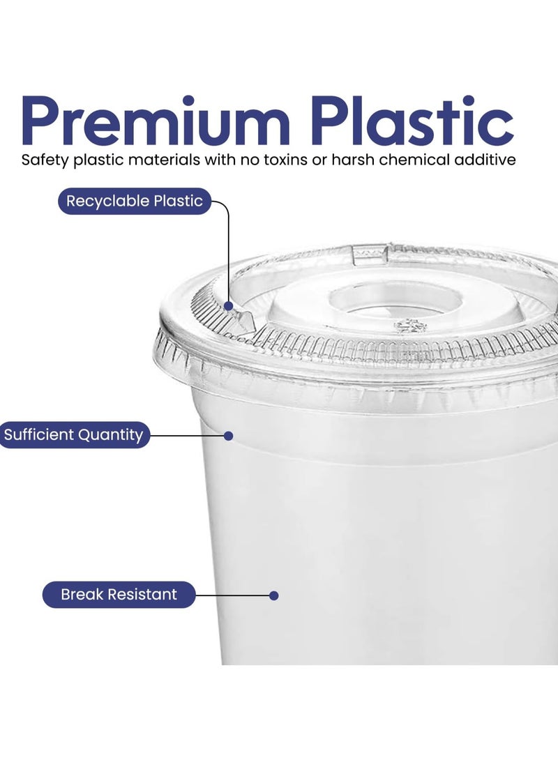 SNH Packing Juice Cup With Lid 10 Ounce Clear Strong Disposable Ideal For Iced Coffee Smoothies Bubble Boba Tea Milkshakes Frozen Cocktails Water Sodas Juices Snacks Dessert and More 25 Pieces.