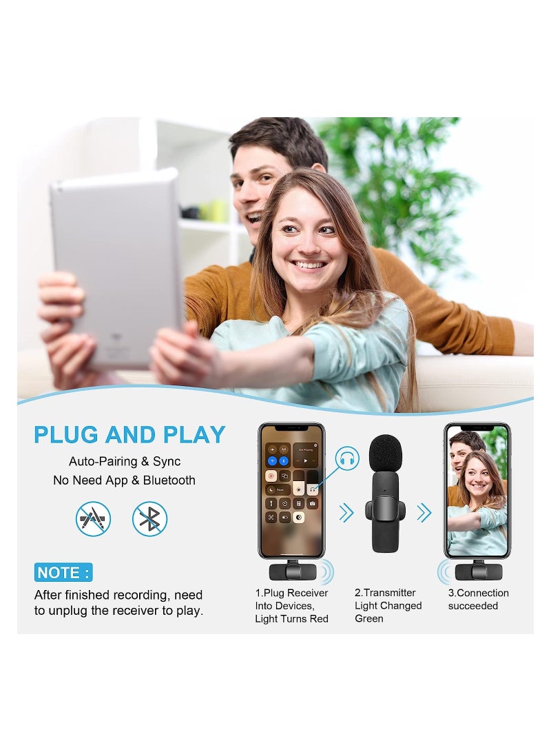 MMG Wireless Lavalier Microphone for Type-C Phone- Plug-Play Wireless Mic with 2 Microphone for USB-