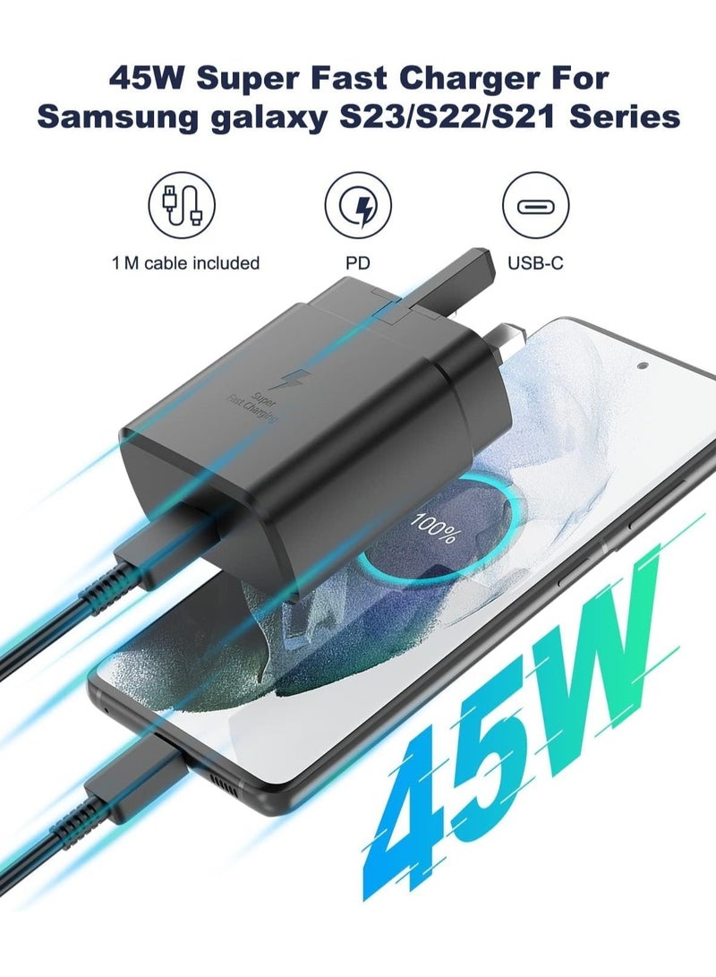 MMG 45W USB C Super Fast Charging Charger with 1 m Cable - Compatible with S24 S23 S22 S21 S20 Ultra