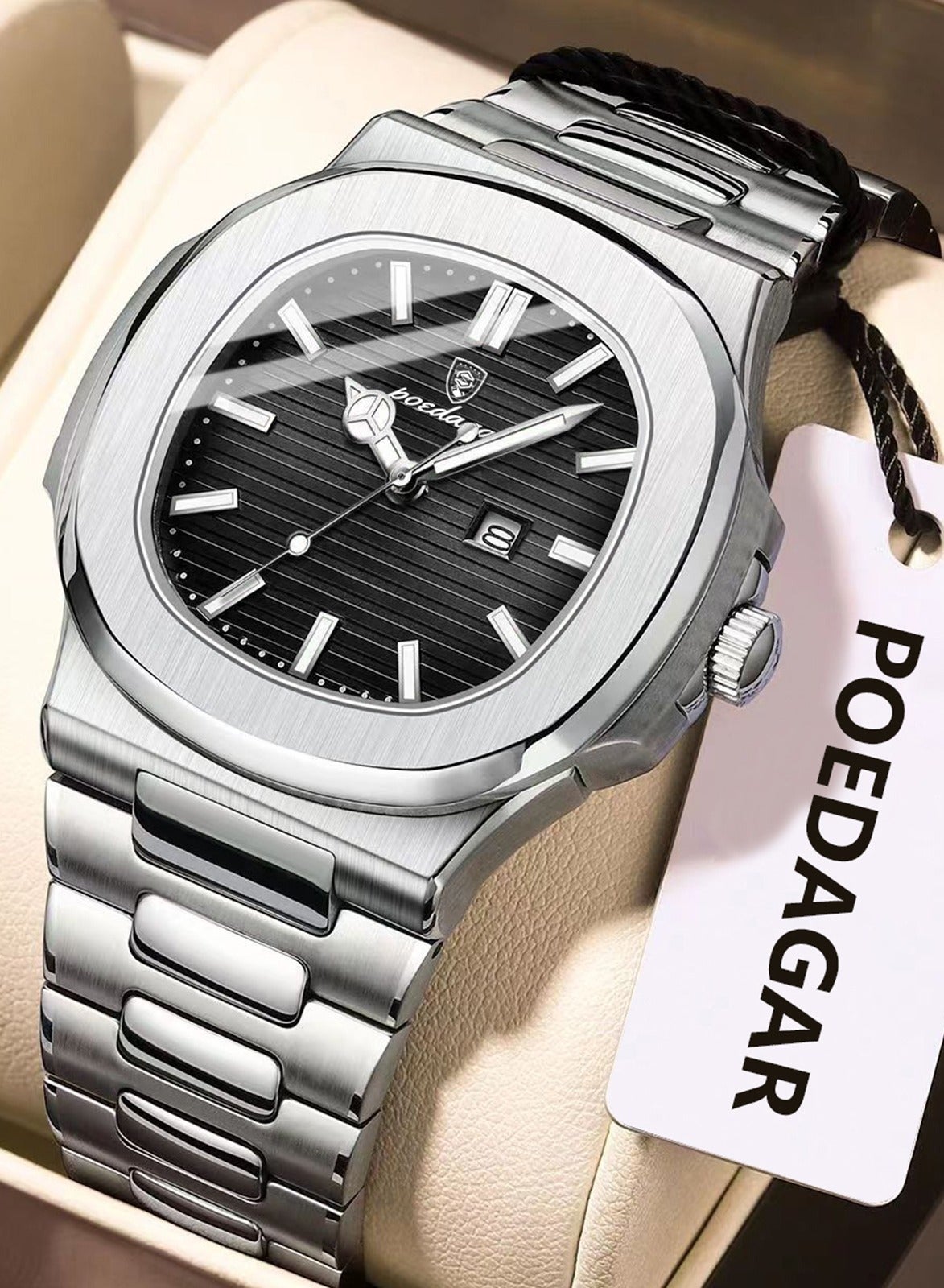 POEDAGAR Man Watch , Waterproof Luminous Men's Watch Quartz - 40.5mm