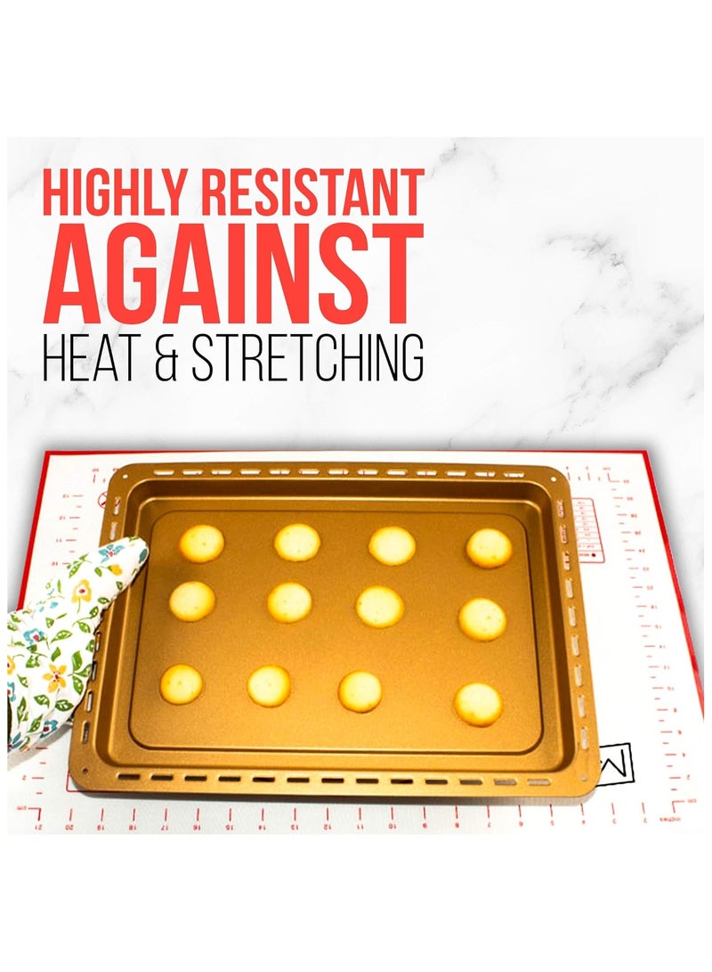 MMG Non-Stick Silicone Baking Mat Large 60x40cm Measuring Mat Glass Fiber Perfect for Bakers Kneadin