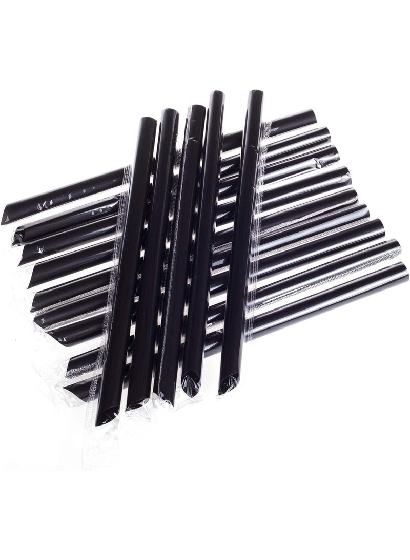Drinking Straws, 100Pcs Individually Wrapped Disposable Plastic Big Boba Bubble Pearls Tea Drinking Straws