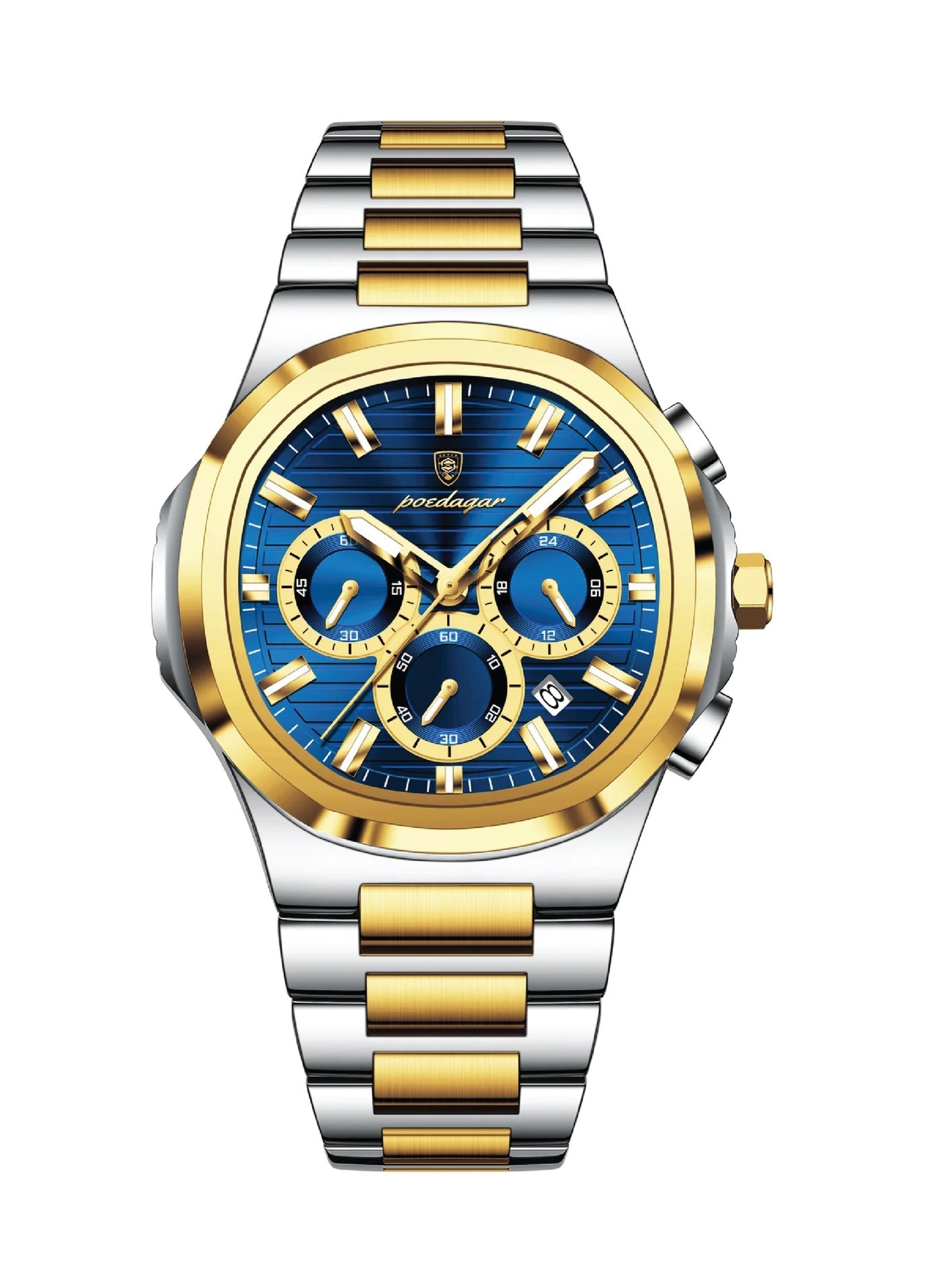 POEDAGAR 834 Men's Luxury Quartz Watch - Waterproof, Luminous Hands, Date Display, Stainless Steel