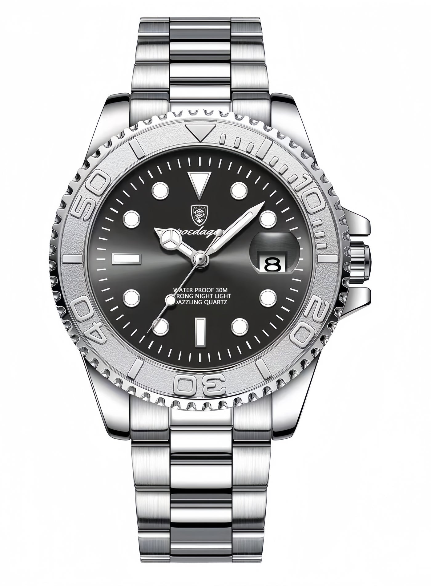 POEDAGAR Men's Classic Waterproof Watch with Luminous Display, Date Function & Mineral Glass - Elegant Quartz Wristwatch