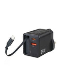 MMG 65W Type C Fast Charger with Retractable USB Cable, 3 Ports GaN Laptop Adapter, Compatible for M