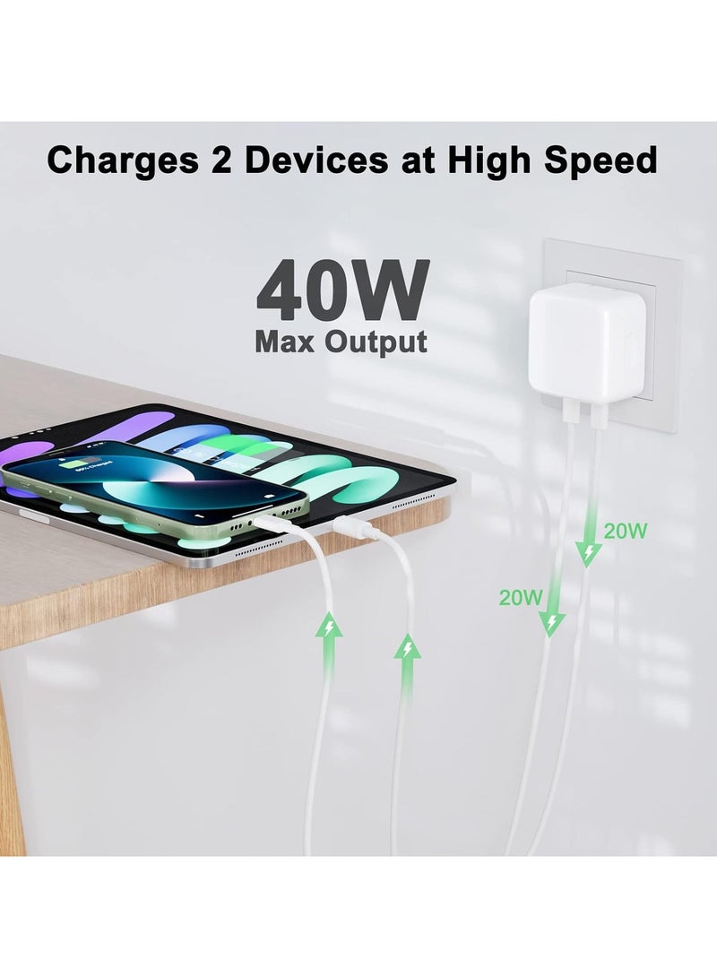 MMG USB C Plug, 35W Dual USB C Fast Charger Plug Power Adapter for iPhone 15/14/14 Plus/Pro/ 14 Pro 