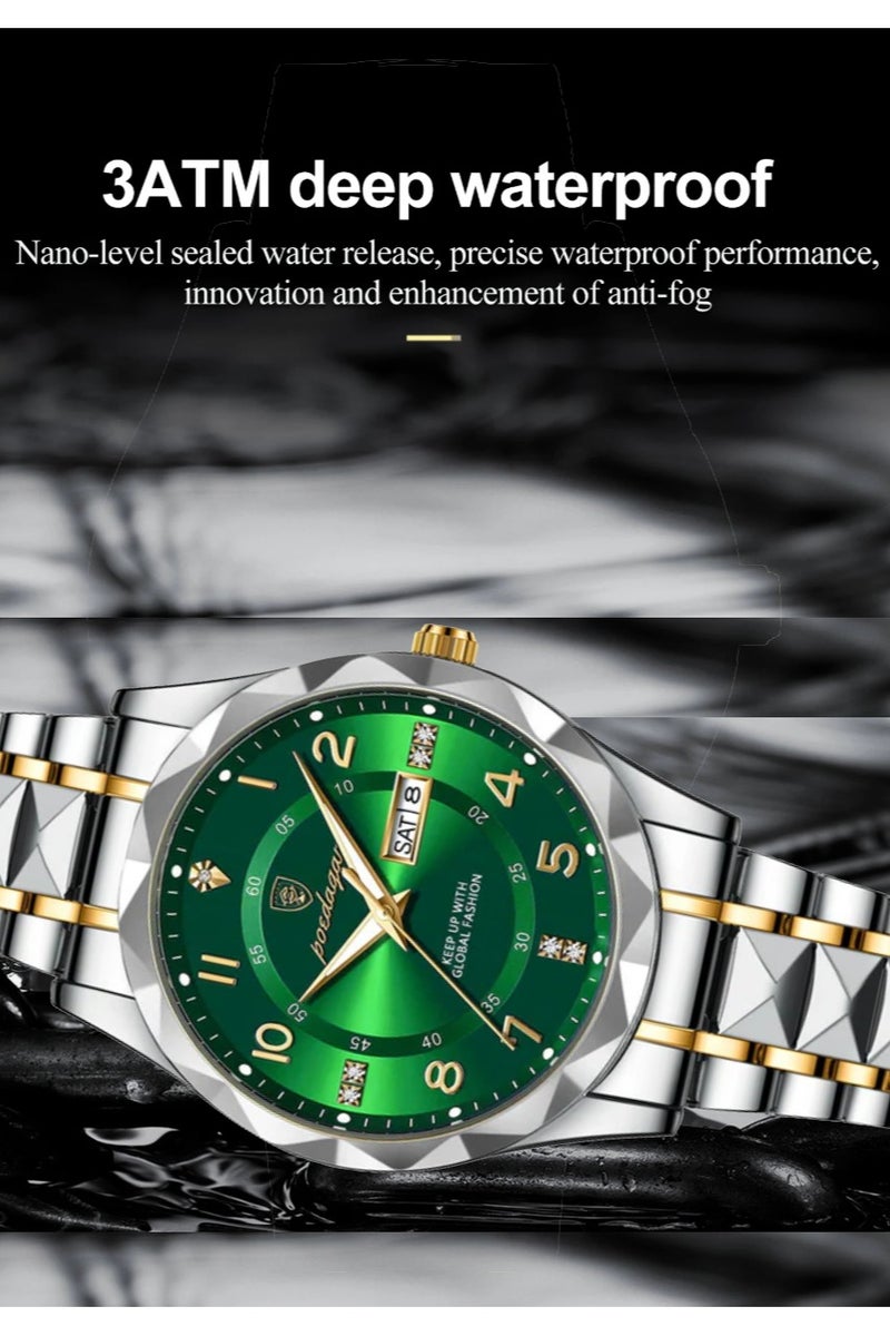 POEDAGAR Man Watch, Watches for Men , Luxury Men Quartz Watch Waterproof Date Week Luminous Wristwatch Stainless Steel Men's Watches 41mm