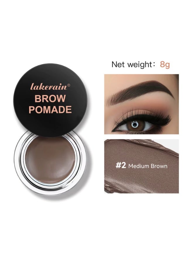 lakerain Brow Pomade Natural Long Lasting Sweat Proof Waterproof Eyebrow Makeup Gels Smooth Fast Drying Eyebrow Color Cream Eyebrow Pomade Brow Coloring Gel Medium Brown 02