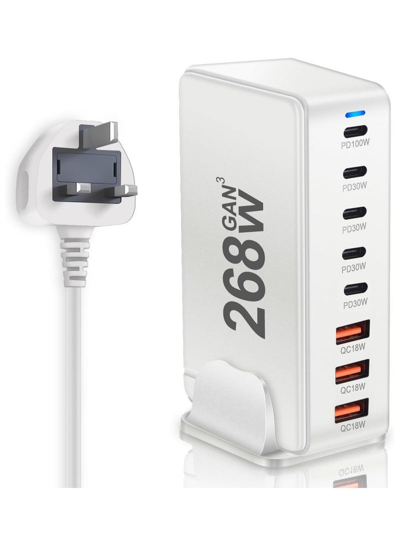 MMG 268W USB C Charger, GaN III 8 Port Fast Charging Station Type C Hub, PD 100W Laptop Charger Adap