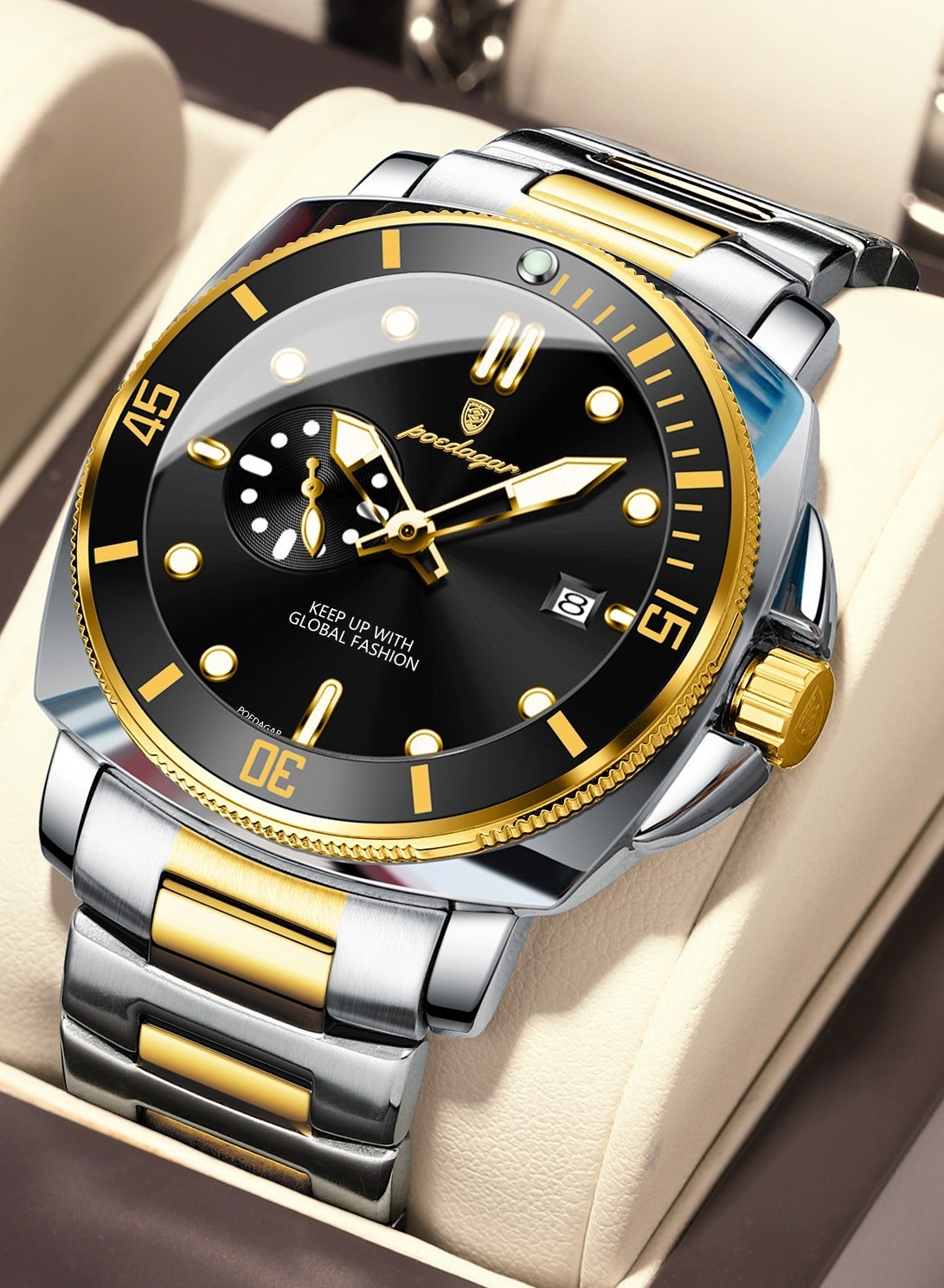 POEDAGAR Man Watch , Waterproof Luminous Men's Watch Quartz, Men's Wrist Watches 44mm
