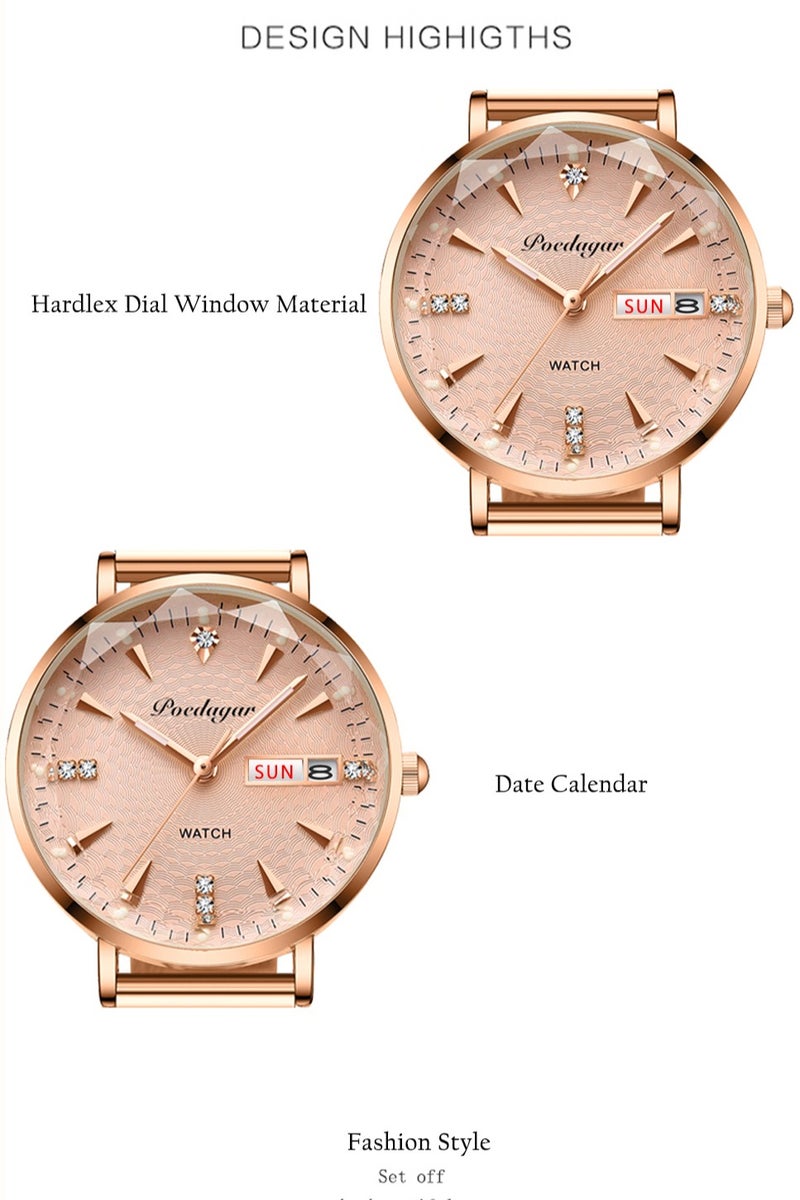 POEDAGAR Women Watch , Women's Waterproof Luminous Quartz Classic Wrist Watch - 32mm